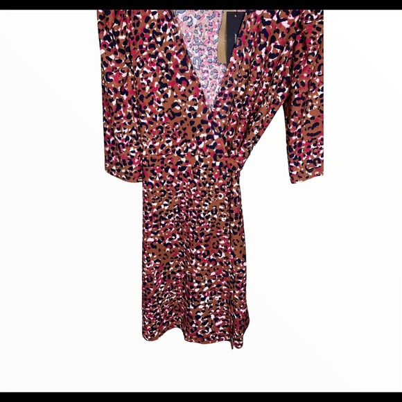 NWT VERO MODA Britt Animal Print Mini Wrap Dress With V Cut Brown Size Large - Picture 6 of 10